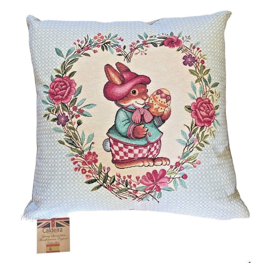 Caldeira Luxury Throw Pillow Easter Bunny Embroidered Tapestry Cushion Down Fill
